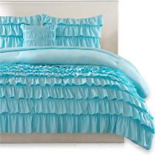 Quilt Ruffled Textured 3 Piece Twin Size Bedding Set Blush